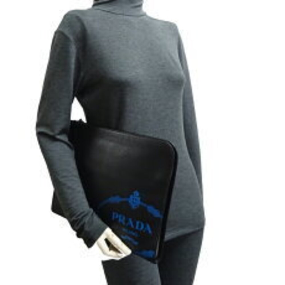 Prada Folder Black Marea Document Bag Saffiano Bl… - image 7